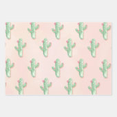 Roze & Groene Cactus Wrap: Cute Gift Vibe Inpakpapier Vel (Voorkant 3)