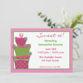 Roze Groene Cake Invitation Kaart (Staand voorkant)