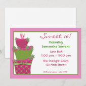 Roze Groene Cake Invitation Kaart (Voorkant / Achterkant)