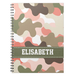 Roze Groene Camouflage Camo Spiraal Notebook Journ Notitieboek