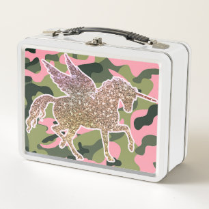 Roze groene Camouflage & Gold Glitter Unicorn