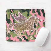 Roze groene Camouflage & Gold Glitter Unicorn Muismat (Met muis)