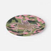 Roze groene Camouflage & Gold Glitter Unicorn Papieren Bordje (Gekanteld)