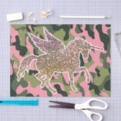 Roze groene Camouflage & Gold Glitter Unicorn Tissuepapier (Craft)