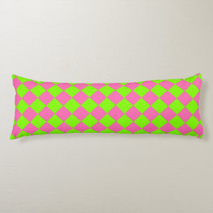 Roze Groene Checker Diamant Patroon Lichaamskussen