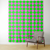 Roze Groene Checker Diamant Patroon Wandkleed (In situ)