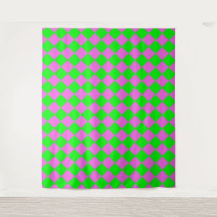 Roze Groene Checker Diamant Patroon Wandkleed