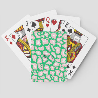 Roze & groene cheeta-print speelkaarten