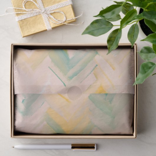 Roze groene chevron Abstracte geometrische lijnpat Tissuepapier (Geschenk)