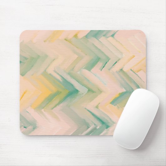 Roze groene chevron. Moderne abstracte geometrisch Muismat (Met muis)