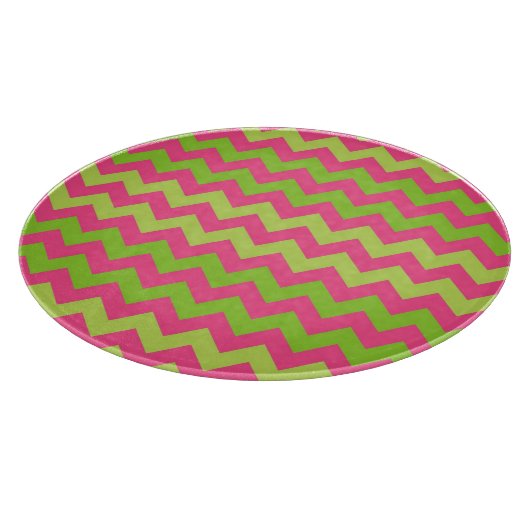 Roze groene chevron patroon glas snijplank (Hoek)