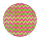 Roze groene chevron patroon glas snijplank (Voorkant)