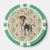 Roze Groene Chihuahua Hond Poker Chips (Voorkant)