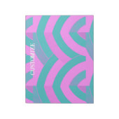 Roze/Groene chique moderne gebogen chevrons Notitieblok (Linkerzijde)