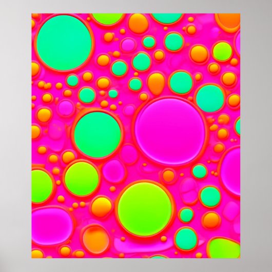 Roze & Groene Cirkels Poster (Voorkant)