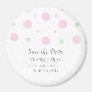 Roze Groene Confetti Save the Date-magneet Magneet