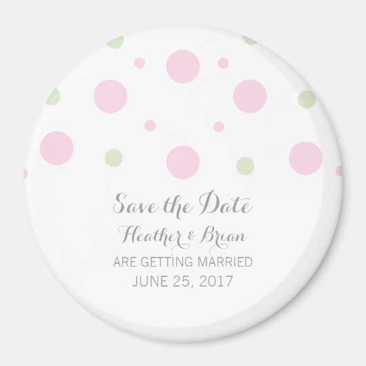 Roze Groene Confetti Save the Date-magneet Magneet (Voorkant)