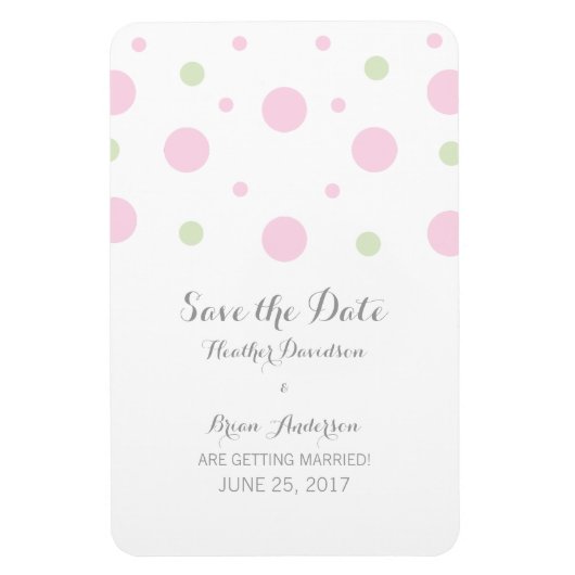 Roze Groene Confetti sparen de Magnet van de Datum Magneet (Verticaal)