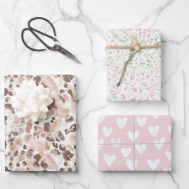 Roze groene confetti stippen verjaardag inpakpapier vel