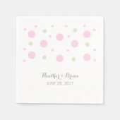 Roze Groene Confetti Trouwpapier servetten (Voorkant)
