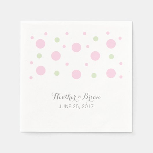 Roze Groene Confetti Trouwpapier servetten (Voorkant)