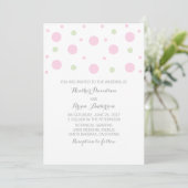 Roze groene Confetti Wedding Invite Kaart (Staand voorkant)