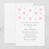 Roze groene Confetti Wedding Invite Kaart (Voorkant / Achterkant)