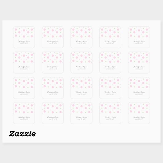 Roze groene Confetti Wedding Stickers (Vel)