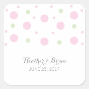Roze groene Confetti Wedding Stickers