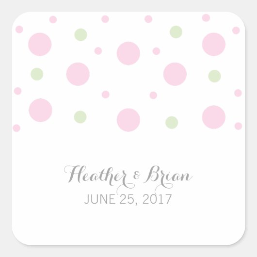 Roze groene Confetti Wedding Stickers (Voorkant)