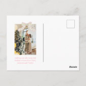 Roze & Groene Coquette Bow Preppy Kerstmis Briefkaart (Achterkant)