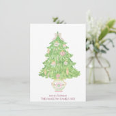 Roze & Groene Coquette Bow Preppy Kerstmis Feestdagenkaart (Staand voorkant)