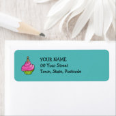 Roze & Groene Cupcake aqua Etiket (Insitu)
