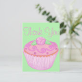 Roze Groene Cupcake Bedankkaart 3 Briefkaart (Staand voorkant)