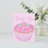 Roze Groene Cupcake Bedankt Briefkaart 2 (Staand voorkant)