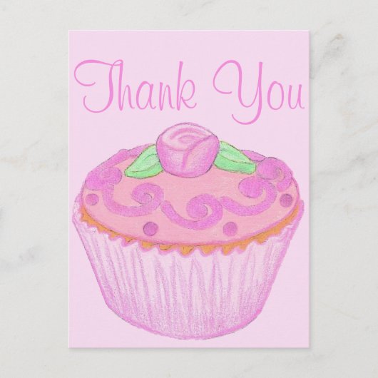 Roze Groene Cupcake Bedankt Briefkaart 2 (Voorkant)