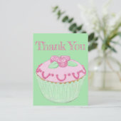 Roze Groene Cupcake Dank Je Ansichtkaart Briefkaart (Staand voorkant)