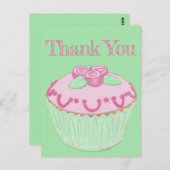 Roze groene cupcake Dank u Briefkaart (Voorkant / Achterkant)