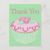 Roze groene cupcake Dank u Briefkaart (Voorkant)