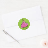 Roze & Groene Cupcake groene Sticker (Envelop)