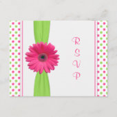Roze groene Daisy Polka Dot Bat Mitzvah RSVP Card (Voorkant)