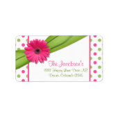 Roze Groene Daisy Polka Dots Retouradres Labels (Voorkant)