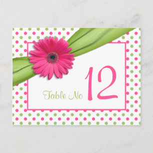 Roze Groene Daisy Polka Dots Trouwtafel Kaart
