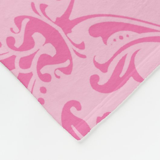 Roze groene Damask speeldepoket Fleece Deken (Hoek)