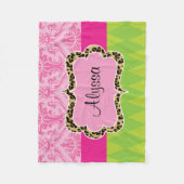 Roze groene Damask speeldepoket Fleece Deken (Voorkant)