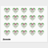 Roze groene damast elegante "dank u" hart sticker (Vel)