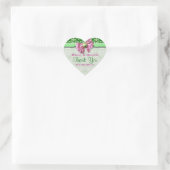 Roze groene damast elegante "dank u" hart sticker (Tas)