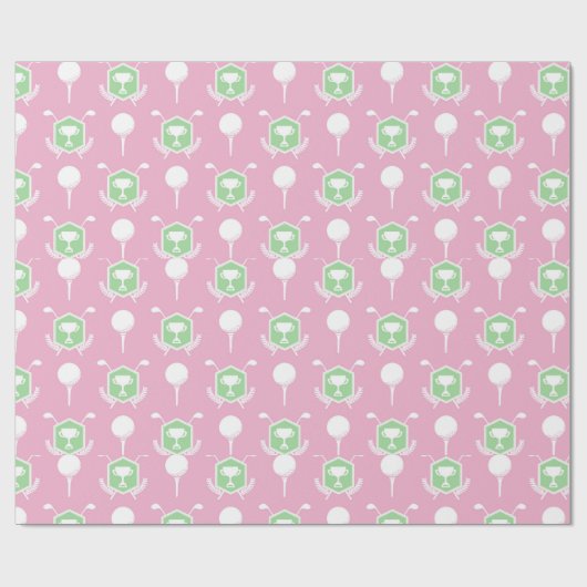Roze & Groene Damesgolfcompetitie Inpakpapier (Vlak)