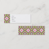  roze groene diamanten vierkant patroon mini visitekaartje (Voorkant / Achterkant)