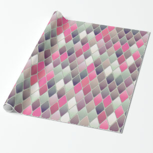 roze , groene diamantpastelpapier cadeaupapier